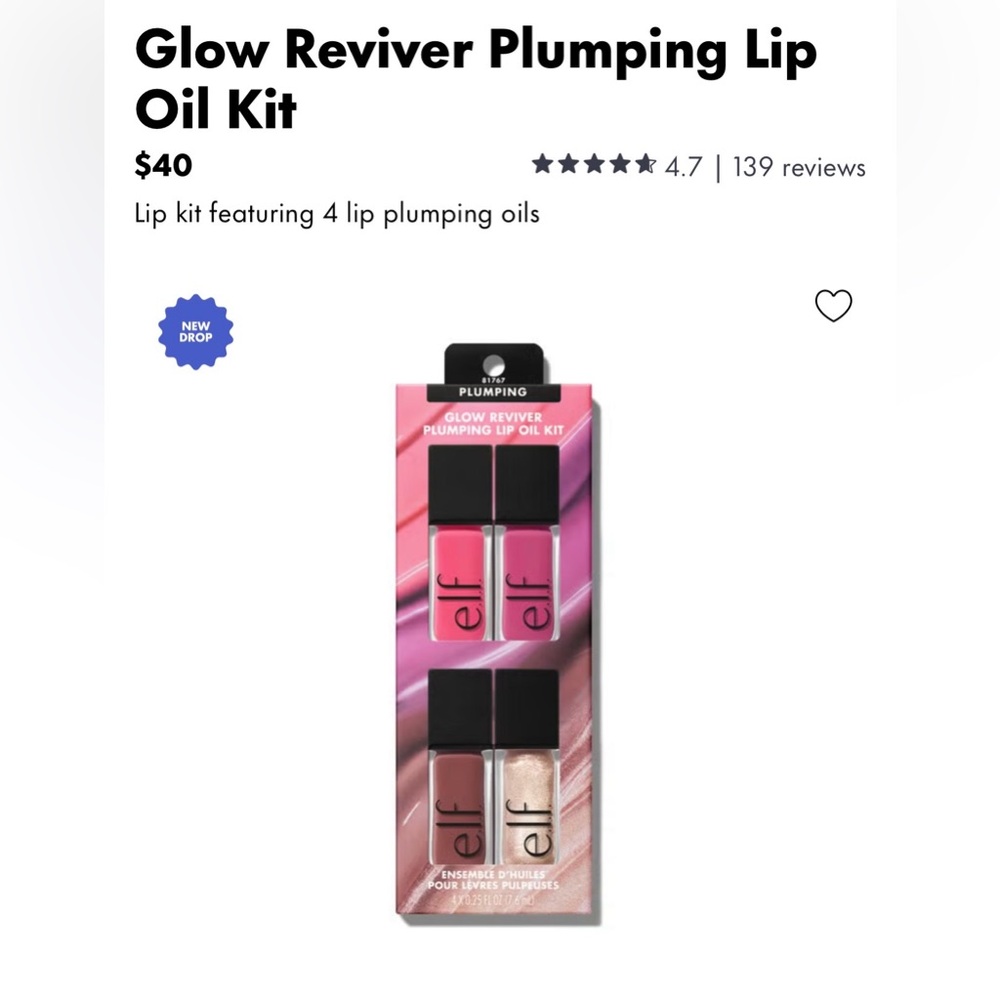 ELF PLUMPING LIP OIL SET “GLOW REVIVER” 4pk SET W/TWO EXCLUSIVE COLOURS - NEW! - Picture 2 of 16
